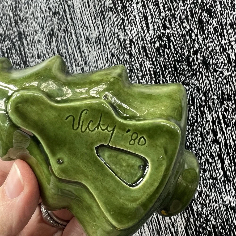 Vintage Stacking Ceramic Green‎ Christmas Tree Dishes Candy Set of 2 Signed
